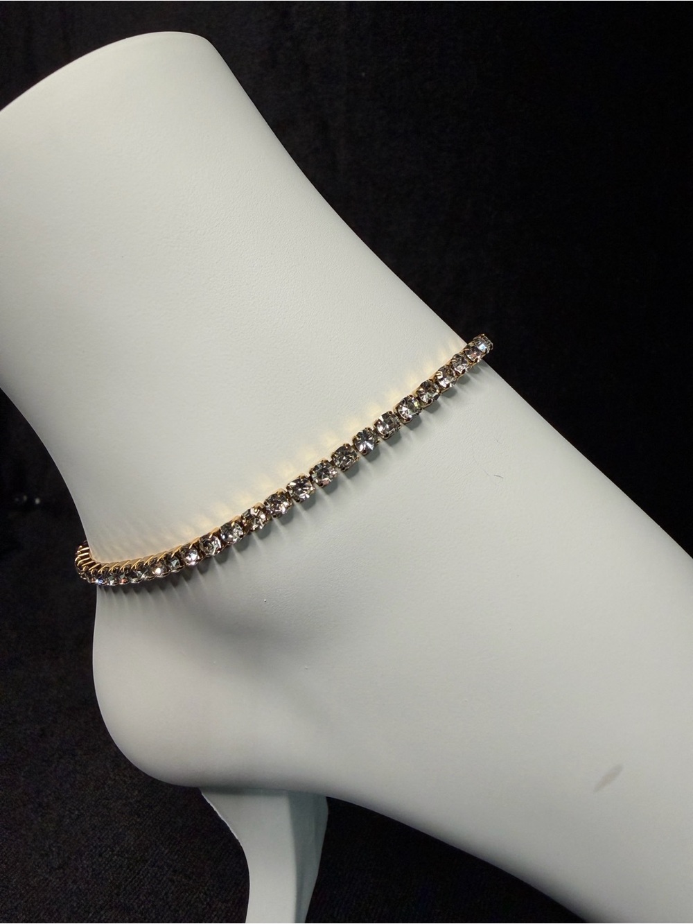 Tennis Anklet w/ AAA CZ Stones & 14K Gold Finish 7-9in adjustable 3MM